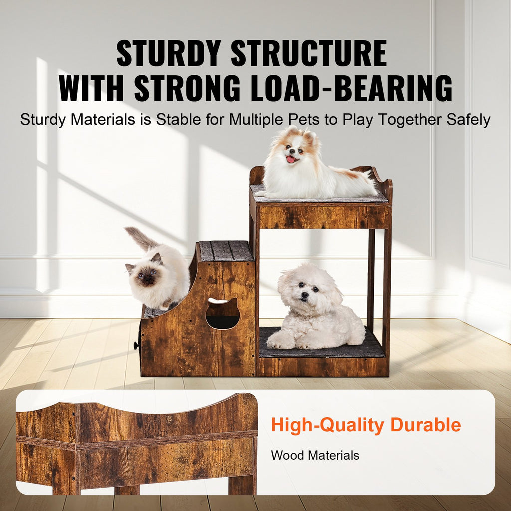 Rustic Pet Window Perch & Step Bed