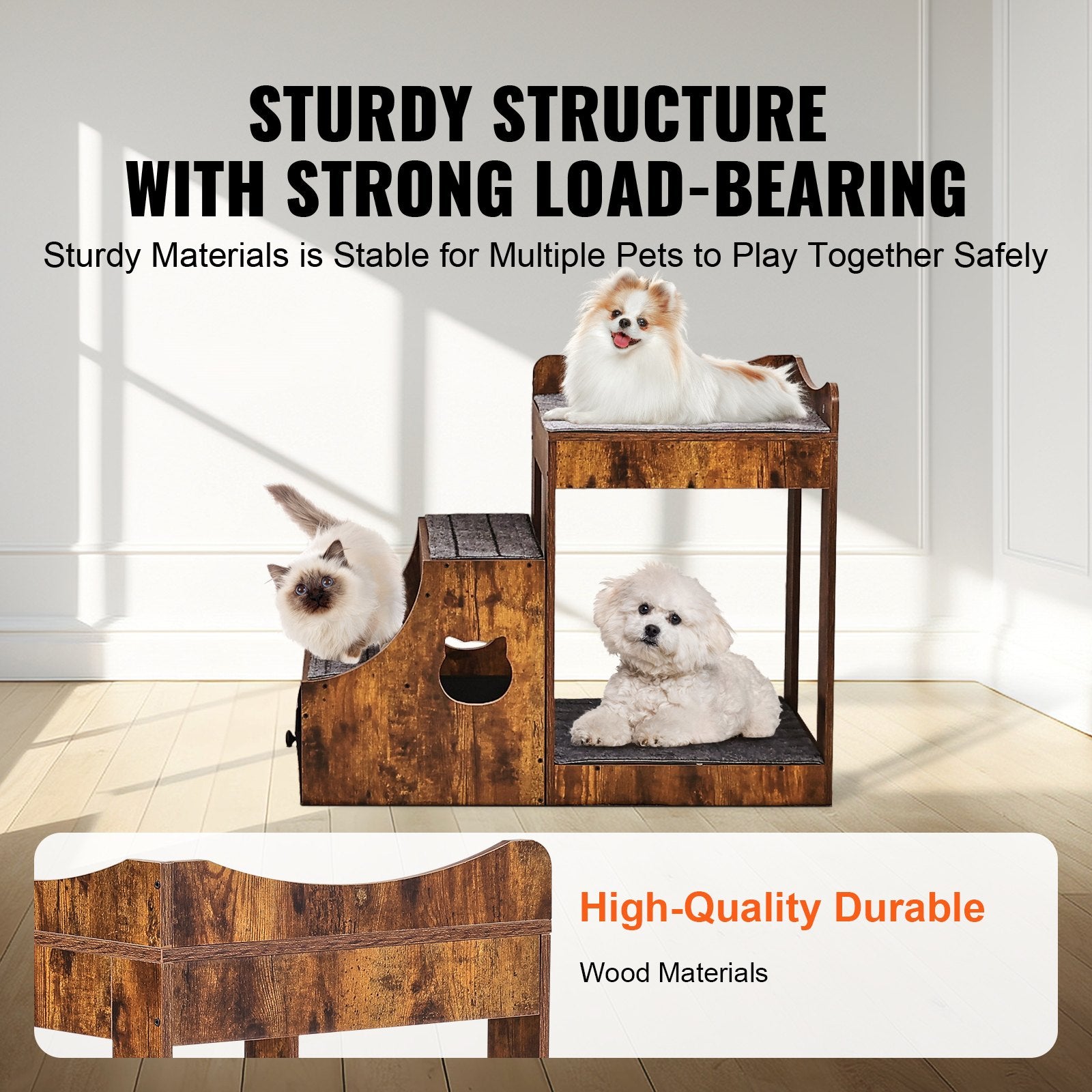 Rustic Pet Window Perch & Step Bed