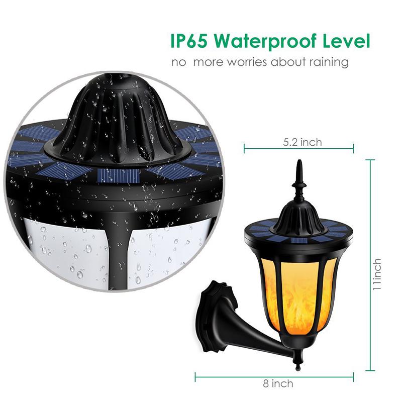 Solar Lamp Outdoor Flickering Flames Torch Wall Light
