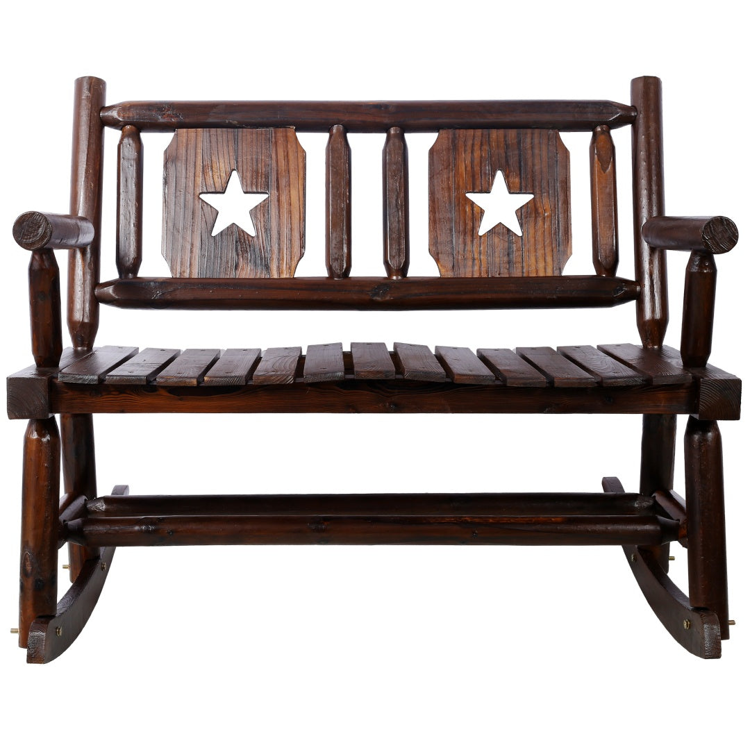 Rustic Double Porch Rocking Bench