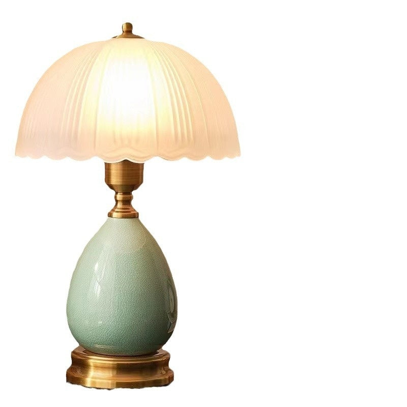 European-style Table Lamp With A Vintage, Rustic Ceramic And Glass Design