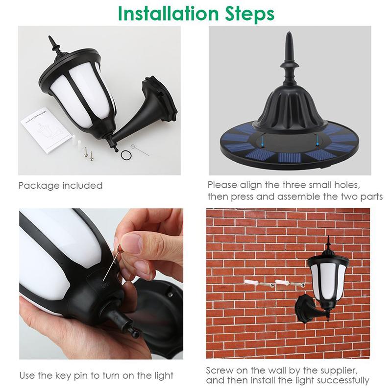 Solar Lamp Outdoor Flickering Flames Torch Wall Light