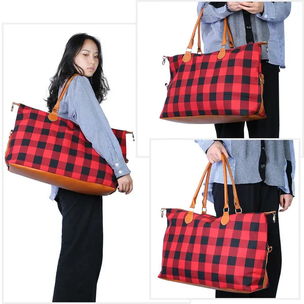 Buffalo Plaid Travel Tote