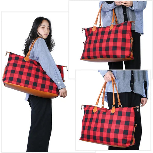 Buffalo Plaid Travel Tote
