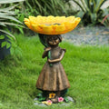 Sunflower Garden Girl Bird Bath