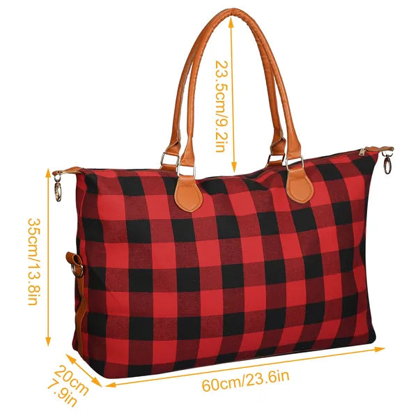 Buffalo Plaid Travel Tote