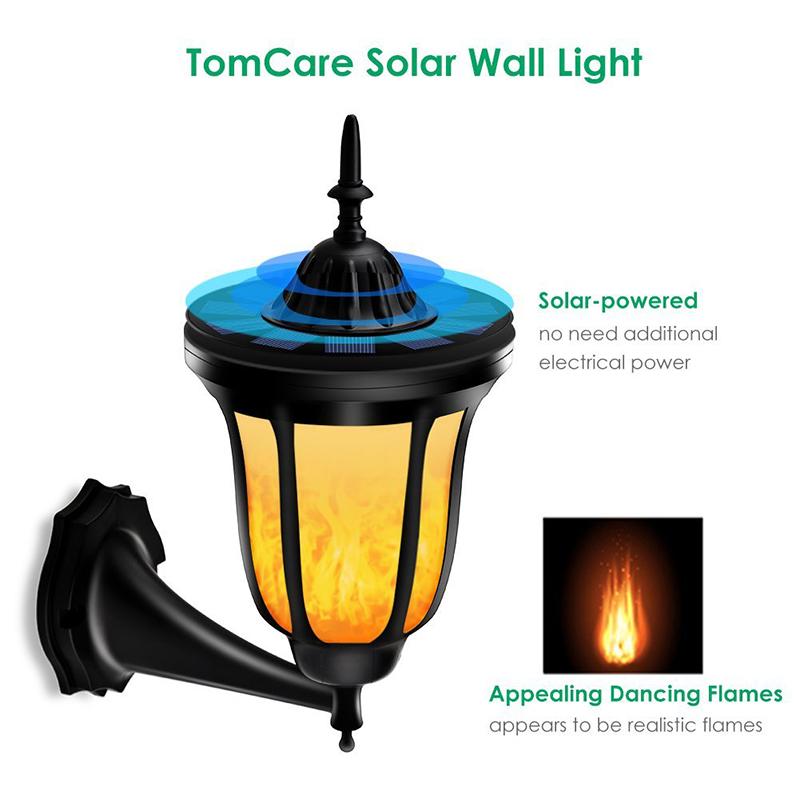 Solar Lamp Outdoor Flickering Flames Torch Wall Light