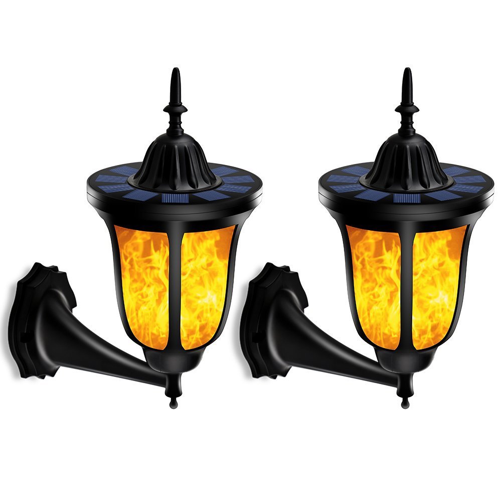 Solar Lamp Outdoor Flickering Flames Torch Wall Light