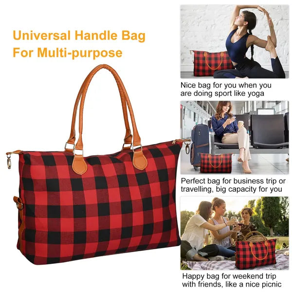 Buffalo Plaid Travel Tote