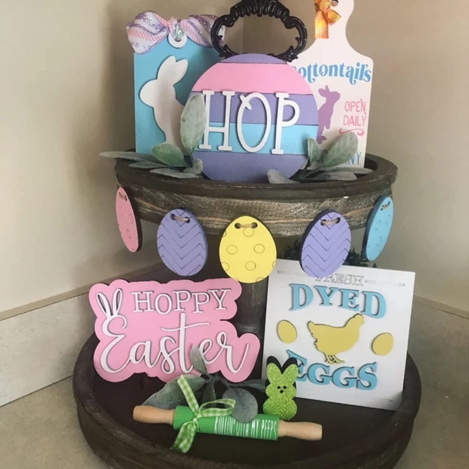 Spring Tiered Tray Decor