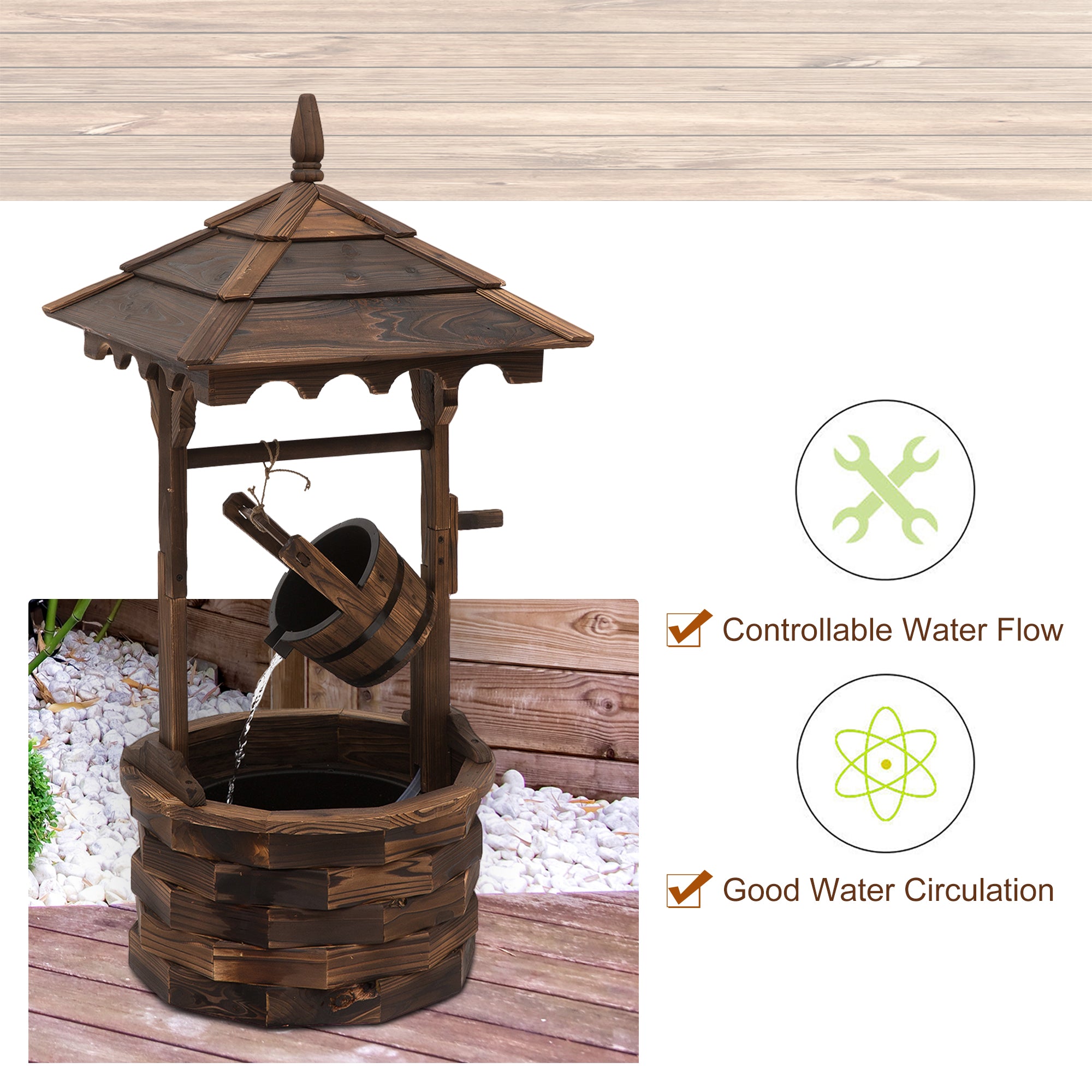 Wooden Wishing Well Fountain