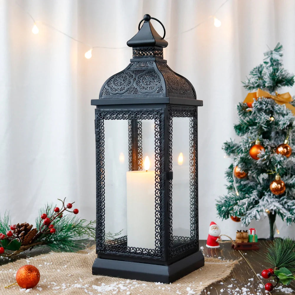 19" High Rustic Metal Candle Lantern