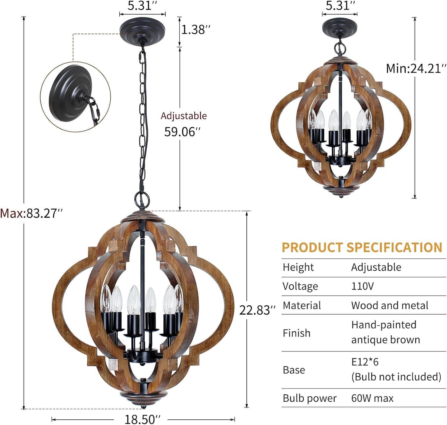 Six Light Farmhouse Chandelier