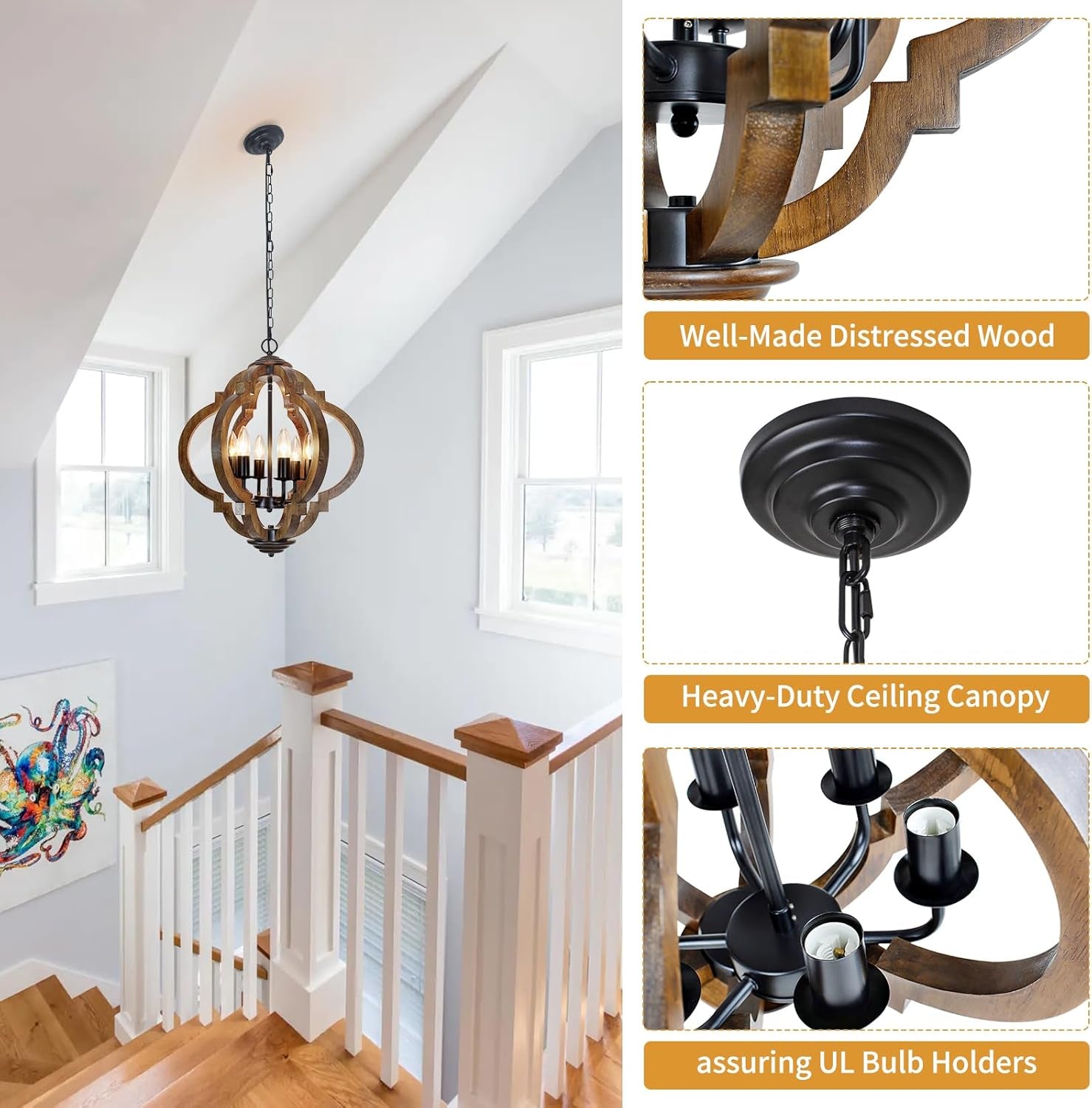 Six Light Farmhouse Chandelier