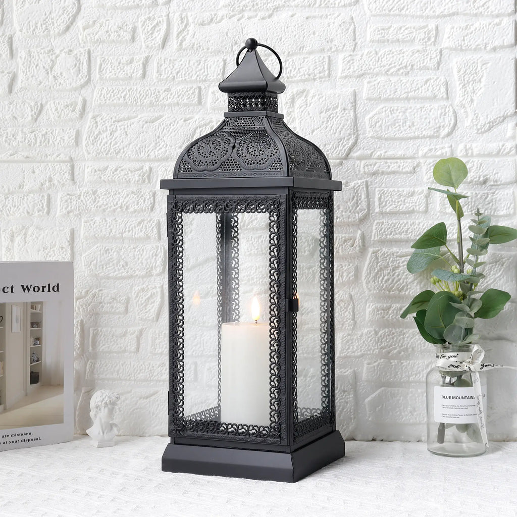 19" High Rustic Metal Candle Lantern
