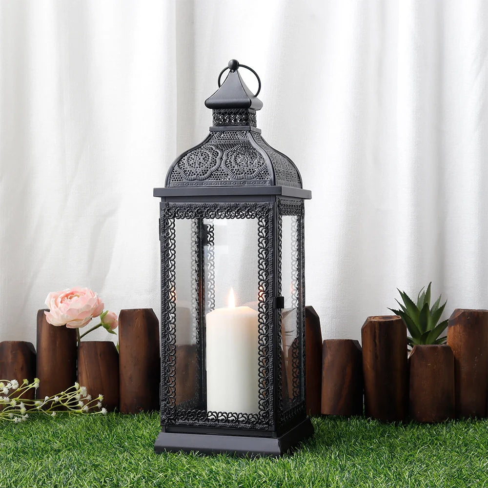 19" High Rustic Metal Candle Lantern